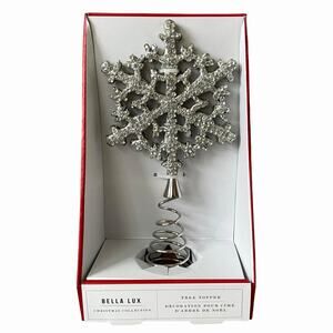 Bella Lux Silver Rhinestone Tree Topper Christmas Holiday Glam New